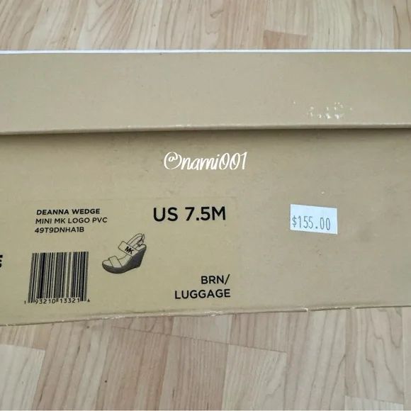 MICHAEL Michael Kors Brown Monogram Deanna Wedges Sandals with Logo Straps - Picture 9 of 9